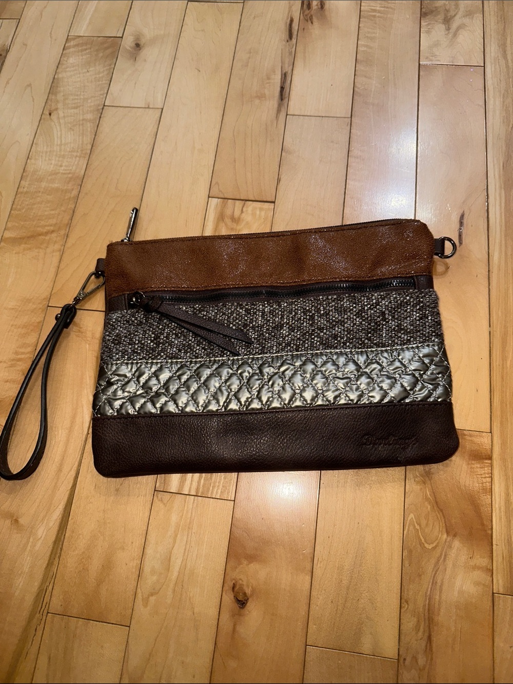 Darling’s Striped Multi-Texture Vegan Leather Wristlet Clutch